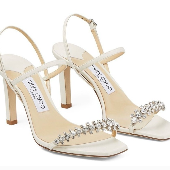 Jimmy Choo Ivory Meira 85 Crystal Embellished Heels New With Tags Size 42 - Picture 4 of 10